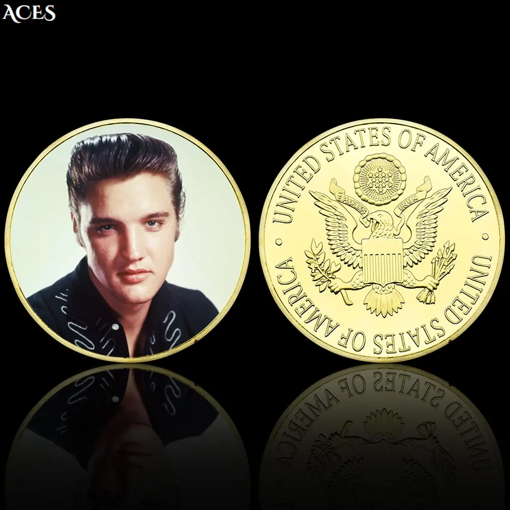 

Classic Rock Singer Elvis Presley GOLD Coin Collectible Metal Coin In Capsule Art Ornaments Souvenir Gift for Fans