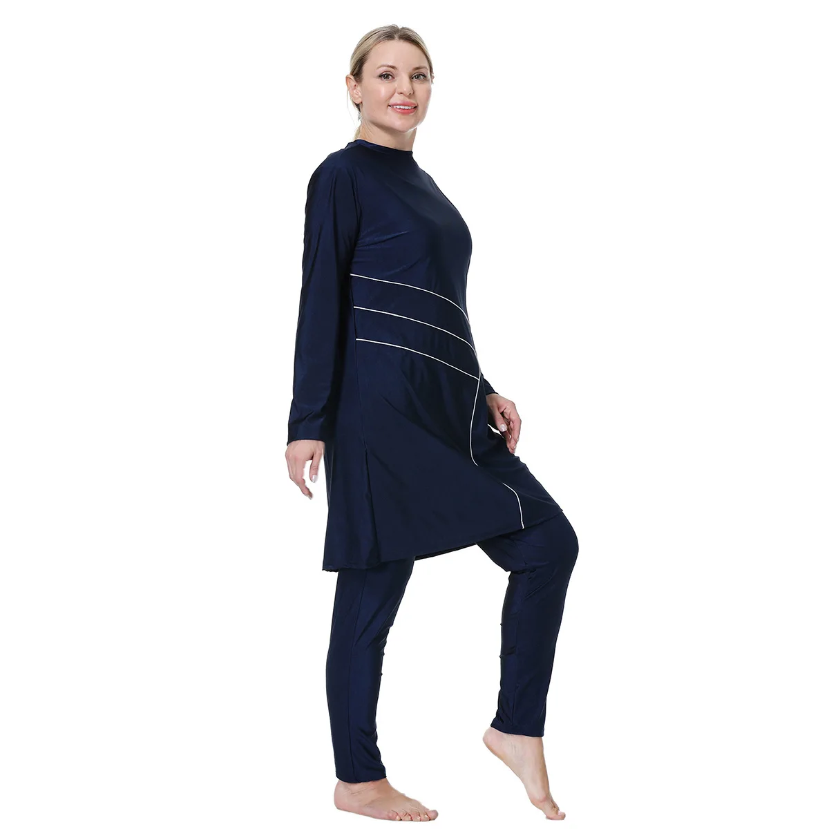 Islam Women Loose Swimsuits 3 Pieces Set Round Collar Arabic Girl's Swimming Suit Bubai Saudi Black Bathing Beach Wear