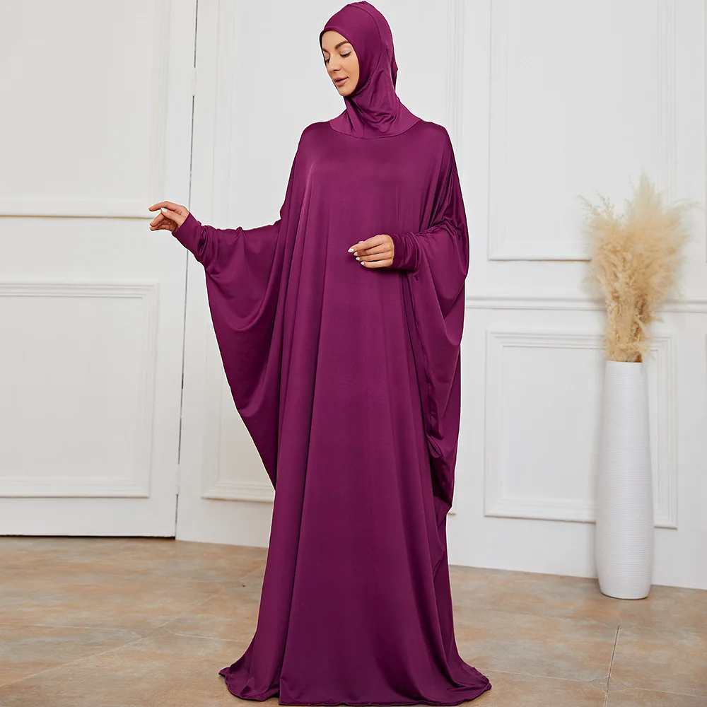 Ид Мубарак скромное мусульманское платье из двух частей хиджаб молитвенная одежда для женщин фуксия атласная Абая джилбаба комплект из 2 пр...