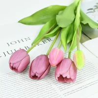 hot 5pcsbunch artificial tulips bouquet real touch silicone fake flowers for home garden living room decoration wedding party