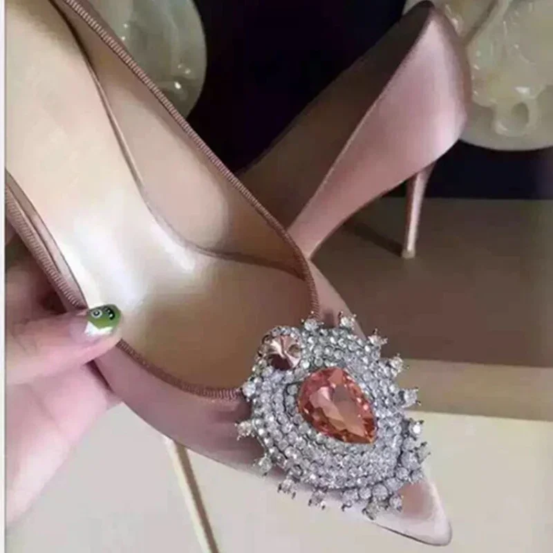 Туфли-лодочки женские атласные пикантная модная дизайнерская обувь с