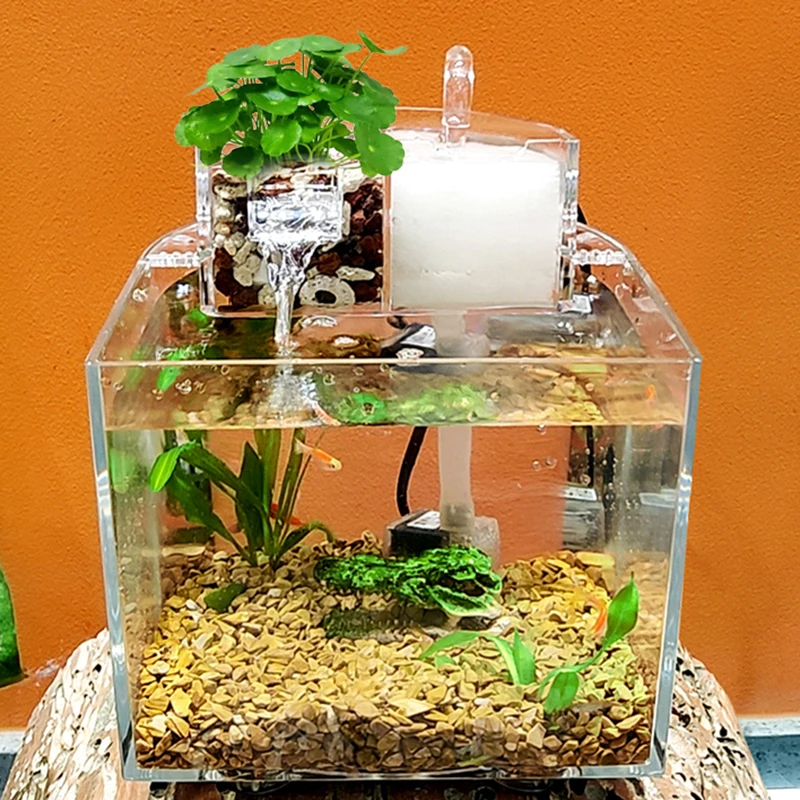 

Настольный аквариум, креативный маленький экологичный мини-пейзаж, пластиковая аквариумная Золотая рыбка для аквариума