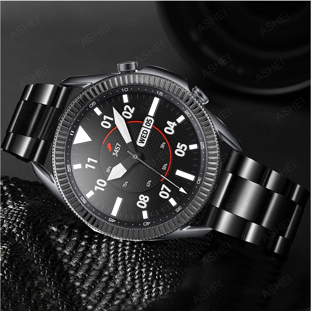 

For samsung galaxy watch 4 classic band + bezel 46mm 42mm galaxy watch 3 45mm 41mm Stainless steel band protector bezel loop