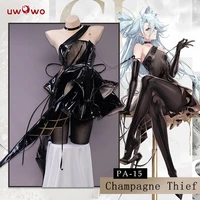 uwowo sexy cosplay game girls costume frontline pa 15 champagne thief costume 5th anniversary black leather dress