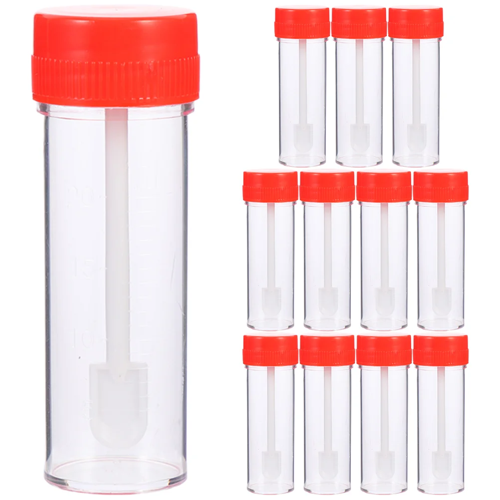 

12 Pcs Stool Sampling Tube Disposable Tubes Plastic Test Sample Covers Specimen Container Storage Containers Medical