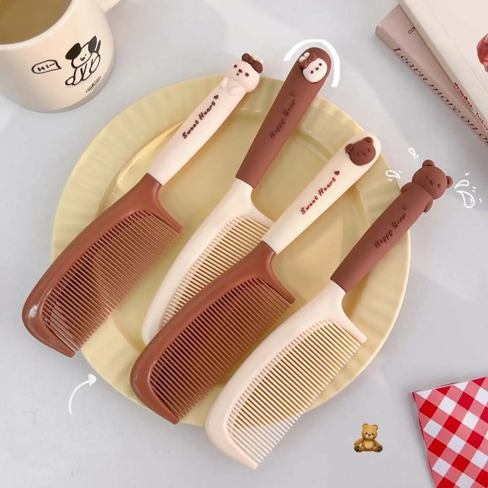 

Kawaii Milk Tea Color Hair Accessories Bear Bunny Resin Handle Hair Brush Hair Styling Tool Cartoon Comb Hair Comb