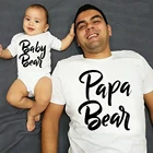 Одинаковые наряды для семьи Papa Dear Baby Bear, летняя футболка для папы, детское боди, одежда с коротким рукавом, подарки на день отца с буквенным принтом