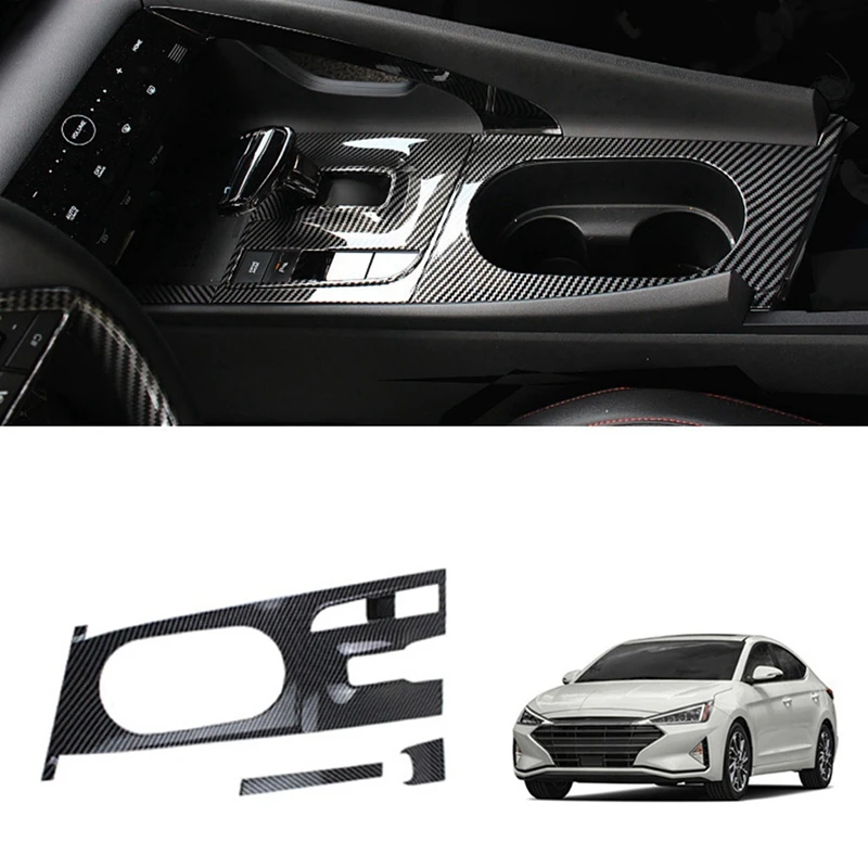 

Car Carbon Fiber Center Console Gear Shift Panel Water Cup Holder Cover Trim For Hyundai Elantra 2021 2022 CN7