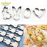 4pcs stainless steel rabbit cookie cutter cookie mold bunny biscuit press stamp embosser mould baking mold kitchen tools