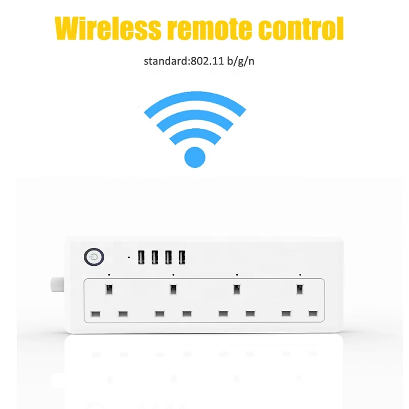 

100pcs Wifi Tuya Smart power strip 13A UK 3 Pin Plug Remote Control Google Home Amazon Alexa Multi smart socket