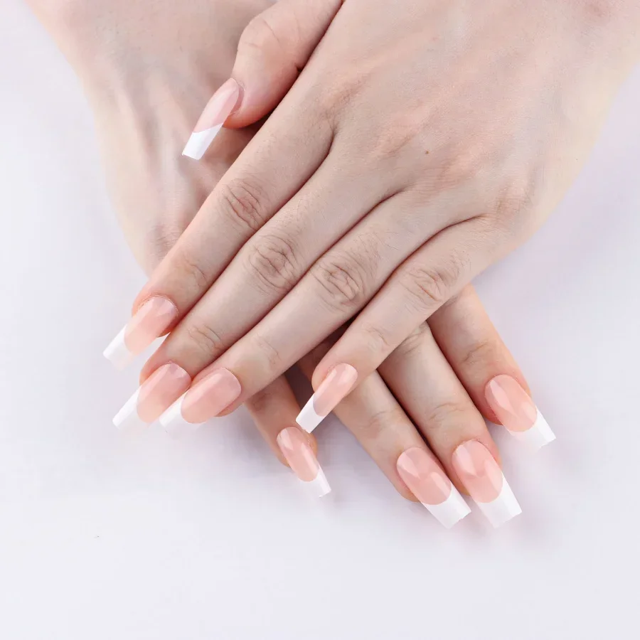 24 шт./упаковка накладные ногти для французского маникюра