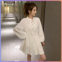 summer womens clothing korean version new student fashion temperament long sleeve loose slim waist shirt dress