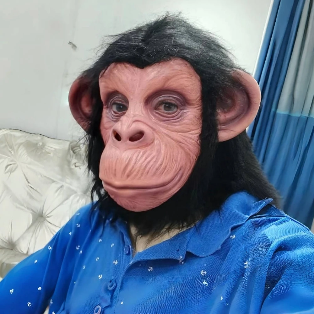 Маска животного яркая маска обезьяны с париком латексный реквизит для костюма