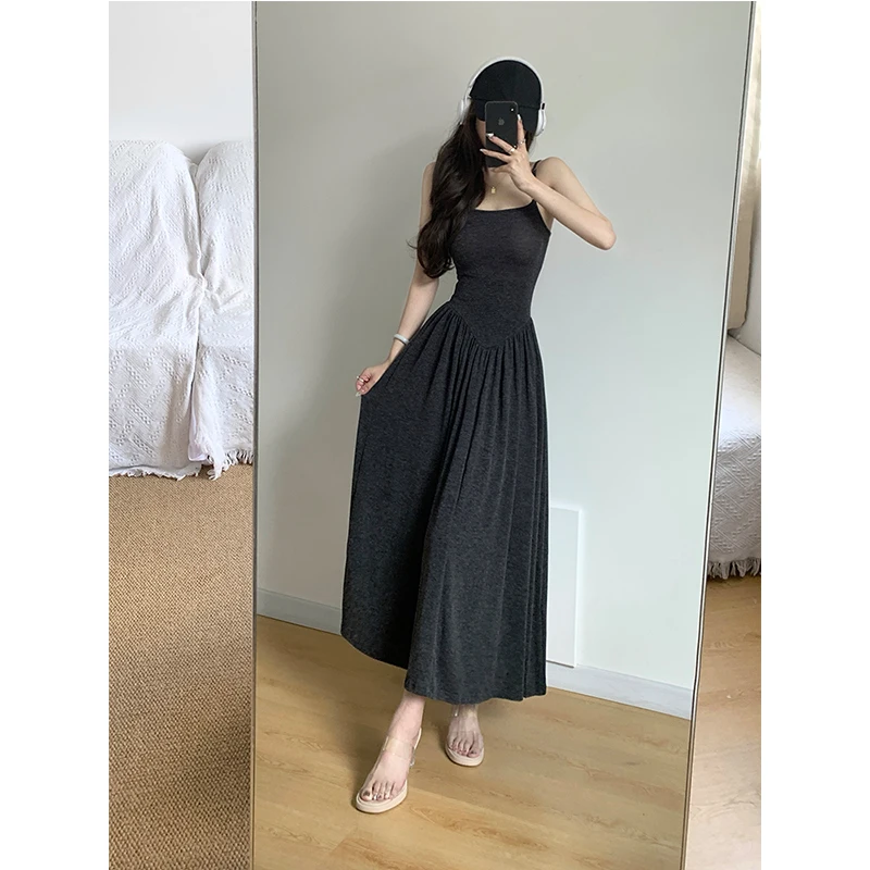 

Summer Women's Strap Dress Pure Lust Style Versatile Pleated Beach Skirt