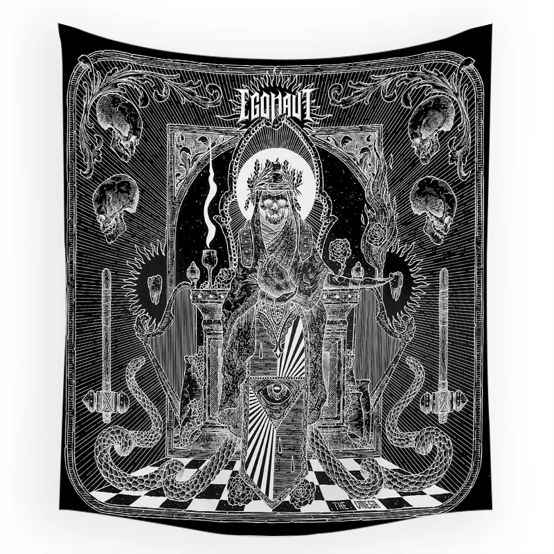 

Mandala Tapestry White and Black Tarot Hippie Skull Wall Rugs Boho Hippie Hanging Cloth Trippy Room Decor Living Room Bedroom