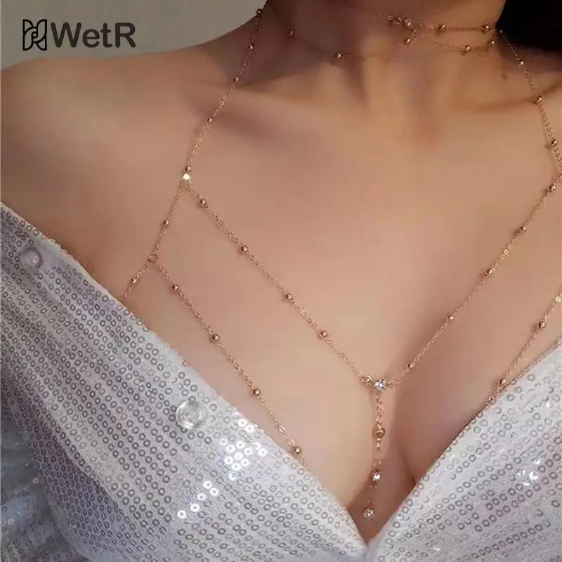 

Body Jewelry Sexy Chest Chain Bikini Belly Chains for Women Cross Waist Chains Female Body Suit Girl Fashion Beach Simple Luxury