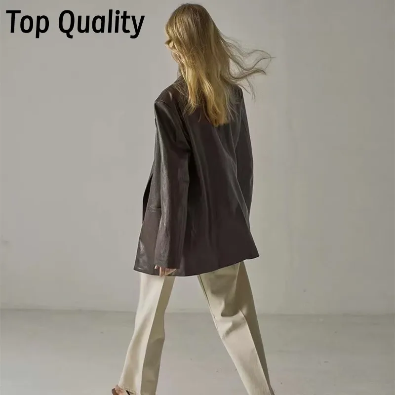 Новый женский весенне-осенний костюм кожаная куртка женская свободная с