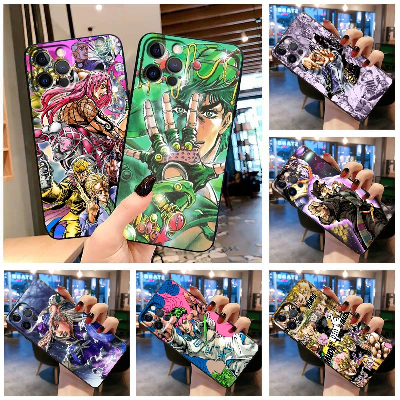 Чехол для телефона с аниме JOJO Joestar для Apple iPhone 14 13 12 11 SE XS XR X 7 8 6 mini Plus Pro MAX 2020, черный чехол