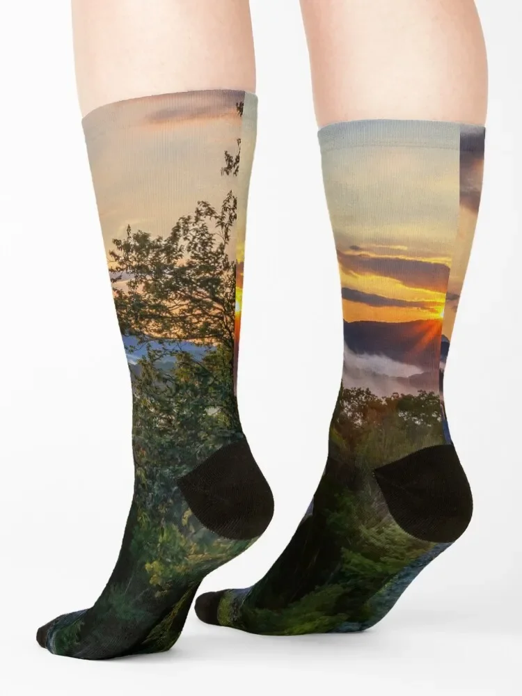 Модные мужские и женские носки для гольфа Raven Rocks Sunset - Blue Ridge