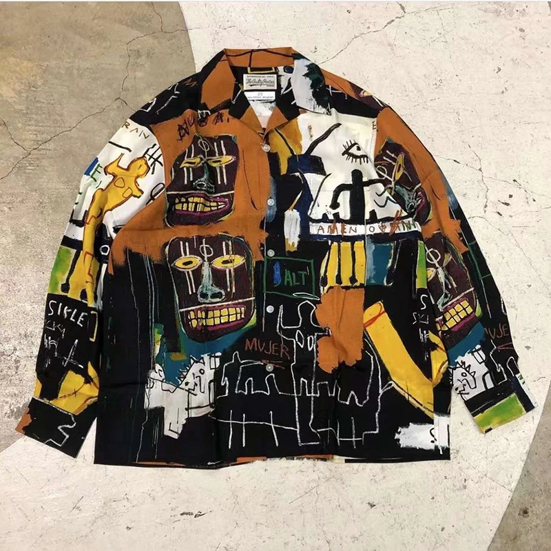 WACKO MARIA Hawaiian Shirt Oversized Graffiti Print Men Women 1:1 Wacko Maria Shirts