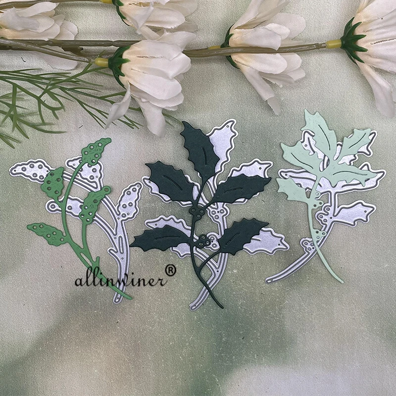 

3 шт. трафареты для резки листьев и веток, трафареты для скрапбукинга, декоративное тиснение, ручная работа, шаблон для резки