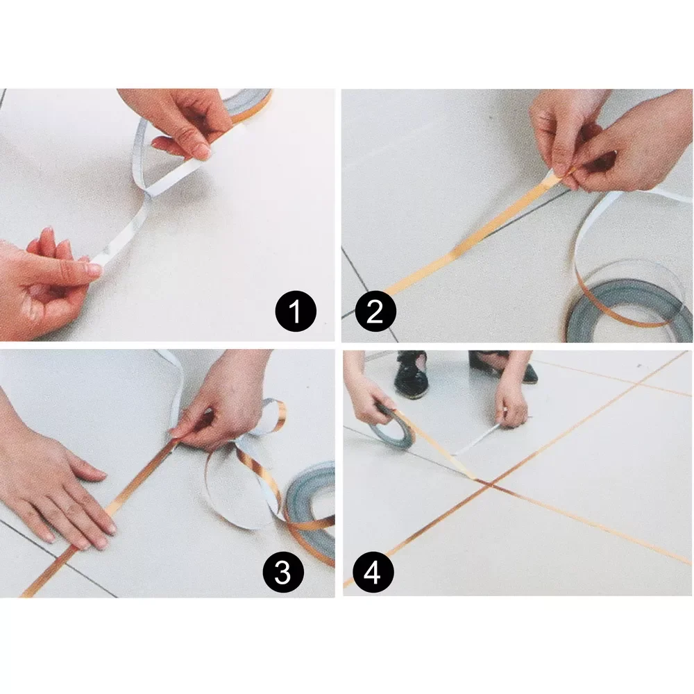 

50m/Roll Brushed Gold Silver Floor Edging Waterproof Seam Wall Stickers Wall Gap home decoration Self-adhesive Tile sticker 2021