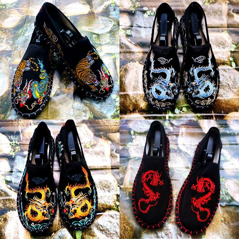 

Cloth Shoes Old Beijing Embroidery Flower Social Guy Male Moccasin-Gommino Student Casual Shoes Fashion National Chinese Style