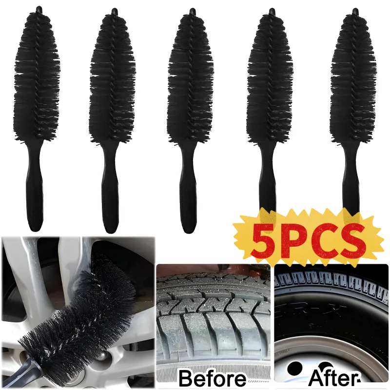 5PC Car Wheel Brush Tire Cleaning Brushes Tools Vehicle Wheel Tire Rim Scrub Tire Truck Motorcycle Bicycle Washing Cleaning Tool