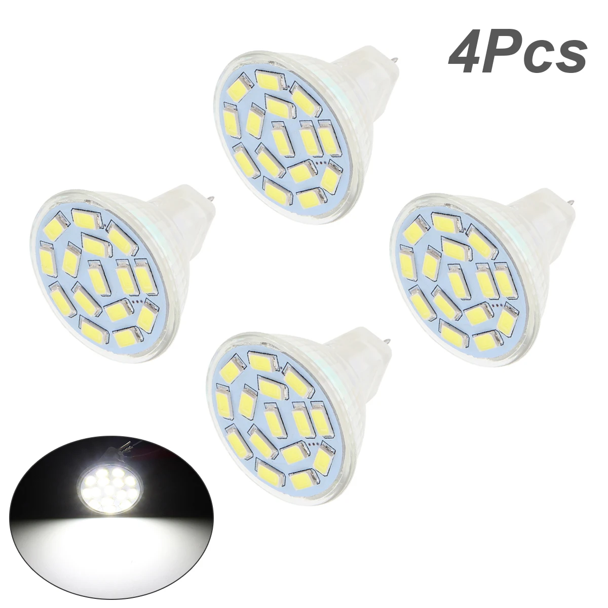 

4pcs Mr11 LED Lamp Cup 12V 3W 35MM Diameter 15 Lamp Beads White Light LED Bulbs LED Spotlight for Illuminating