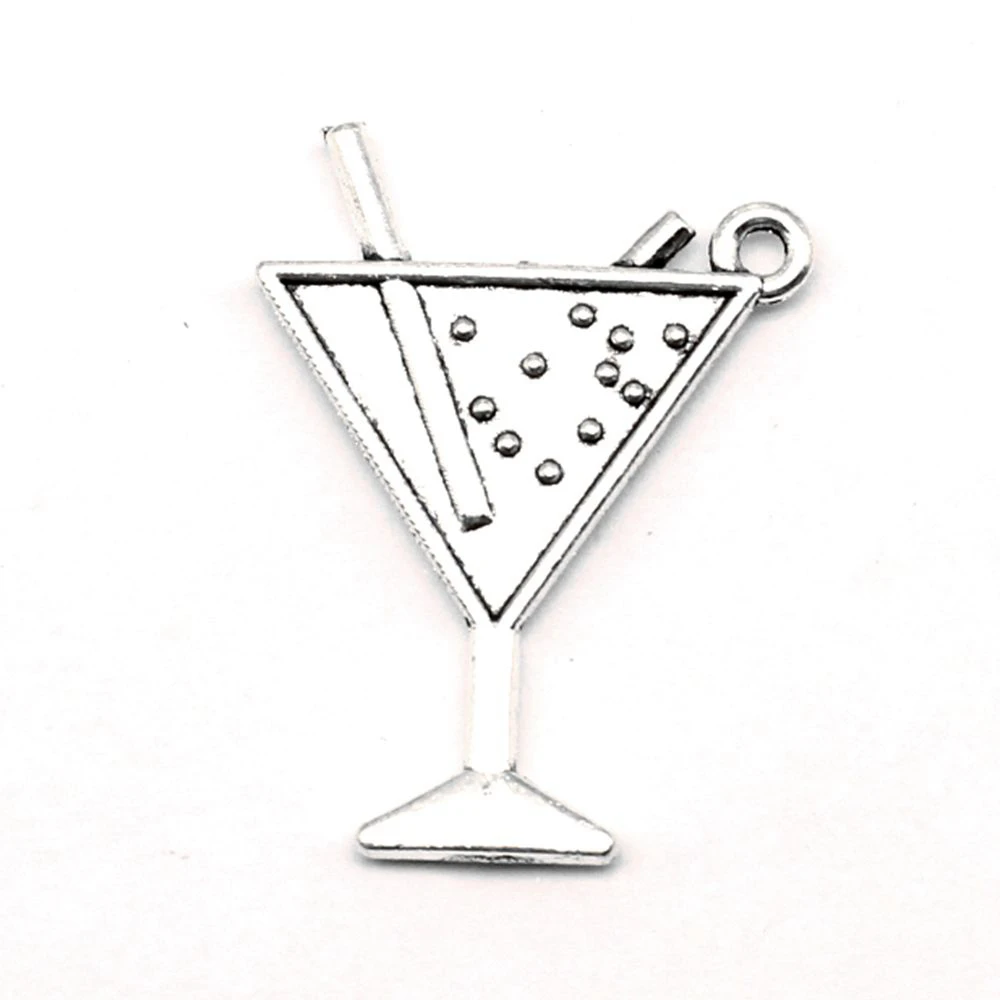 

50pcs Wholesale Jewelry Lots Wine Glasses Charms Pendant Supplies For Jewelry Materials 32x23mm