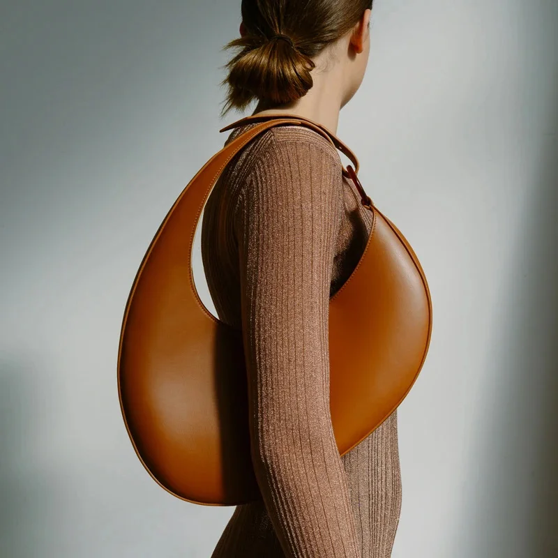 

Luxury Leather Handbags Women Crescent Shape Bag Personality Large Capacity Underarm Bag 2021 Fashion Shoulder Bag Borsa