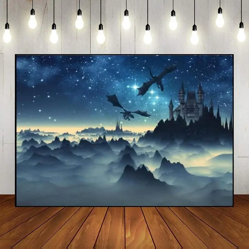 Тема дракона готический замок украшение огонь дыхание научная фантастика Macarron