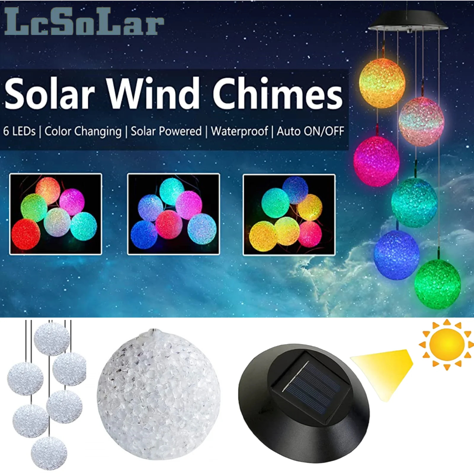 

Wind Chime Solar Color Changing Ball Wind Chimes Outdoor Indoor Color Changing Light S Hook For Patio Yard Garden Bedroom Decor