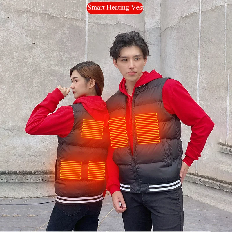 

Winter Electrical USB Heating Jacket Five-Area Heated Vest Jacket Men Outdoor Sleevless Smart Thermostatic Waistcoat Hiking Vest