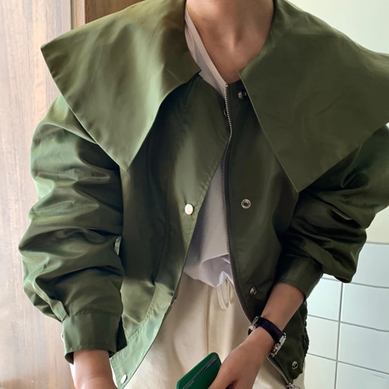 

SuperAen Korea Chic Autumn Retro Lapel Single Breasted Loose Long Sleeve Streetwear Trench Coat for Women