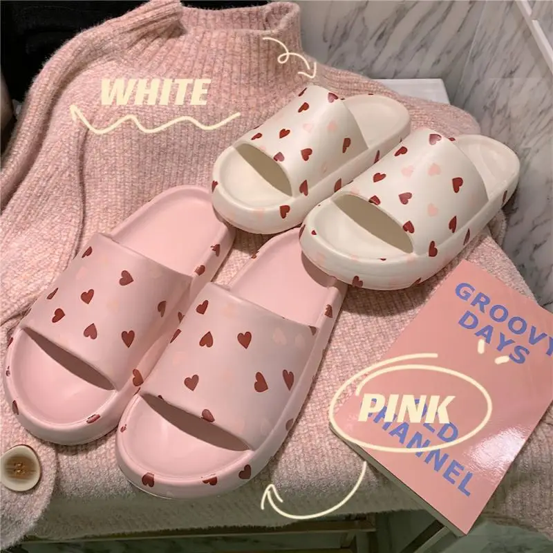 Fashion Women Summer EVA Slippers Lady One Word Open Toe Slippers Summer Family Bathroom Cute Indoor Home Floor Sandals Slippers