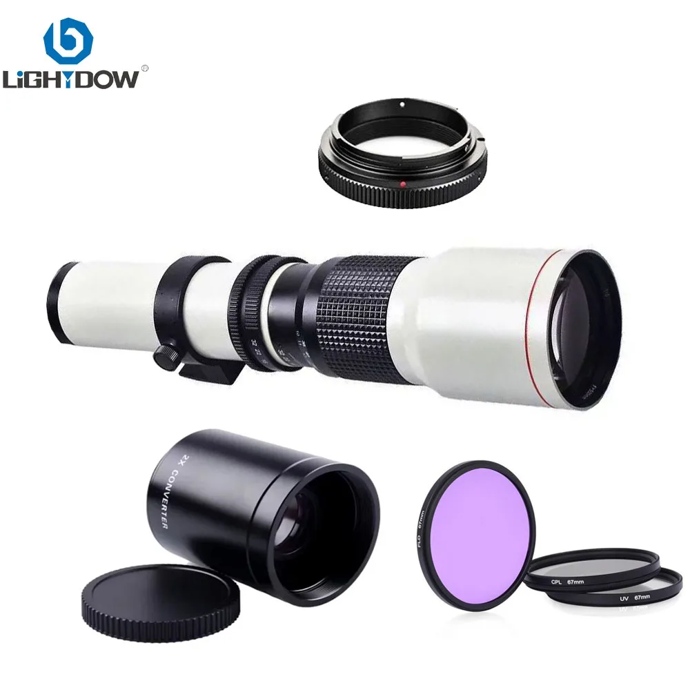 

Lightdow 500mm F8.0 Manual Telephoto Lenses with 3pcs 67mm Lens Filters 2X Converter for Canon Nikon Sony Pentax Olmpus Cameras