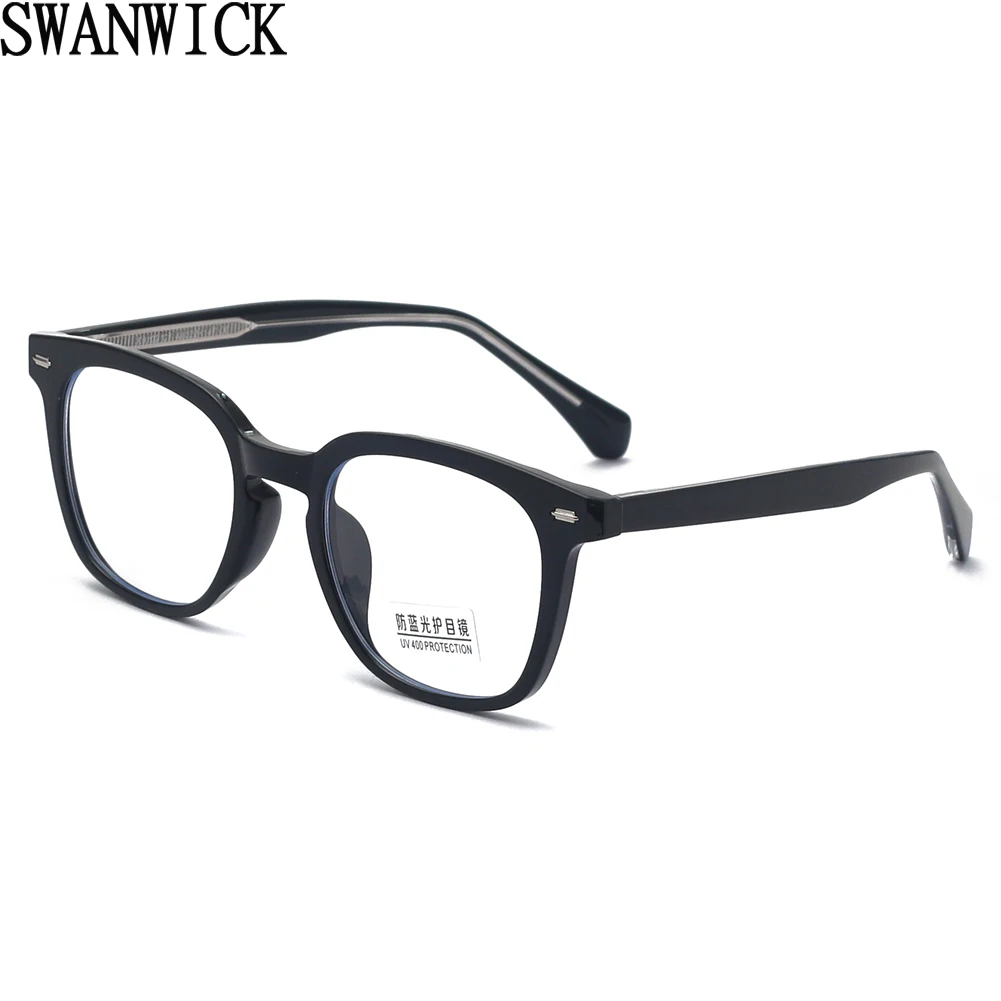 

Женские модные очки Swanwick tr90 с заклепками, мужские ацетатные квадратные оправы для очков, оптические женские прозрачные линзы, серые, черные,...