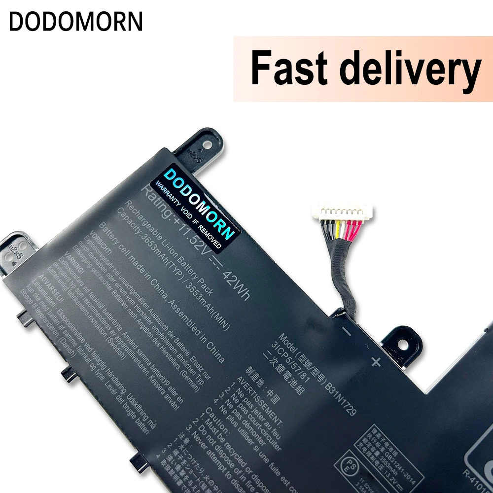 DODOMORN B31N1729 для ASUS VivoBook S15 S530 S530FA S530FN S530UA S530UF S530UN K530FN X530FN S5300F S5300U Аккумулятор