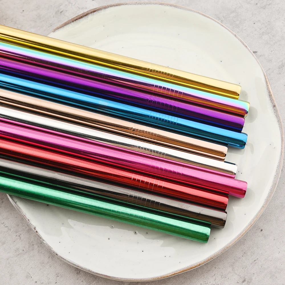 Многоцветная многоразовая соломинка для напитков 304 из нержавеющей стали с