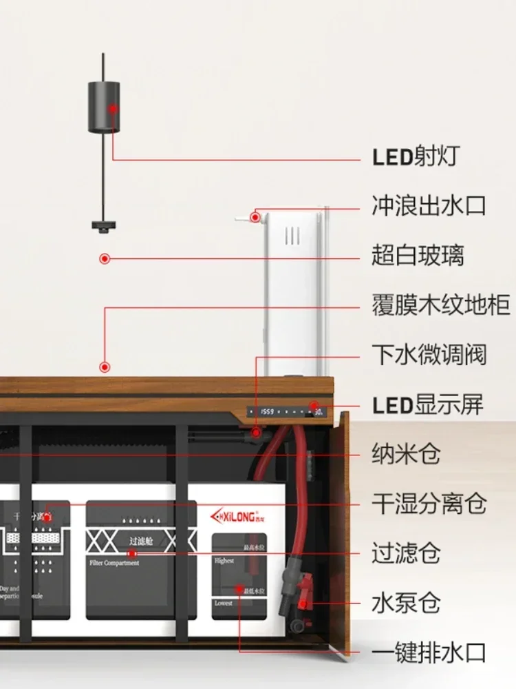 Поточный аквариум большой для гостиной дома супер белое стекло оригинальный