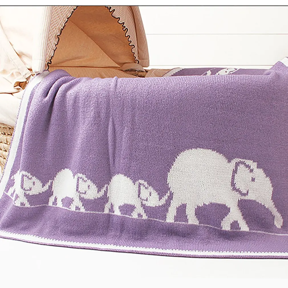 

Детское одеяло с мультяшным принтом слона, Трикотажные пеленки для новорожденных, Супермягкие одеяла для младенцев, постельное белье, одея...