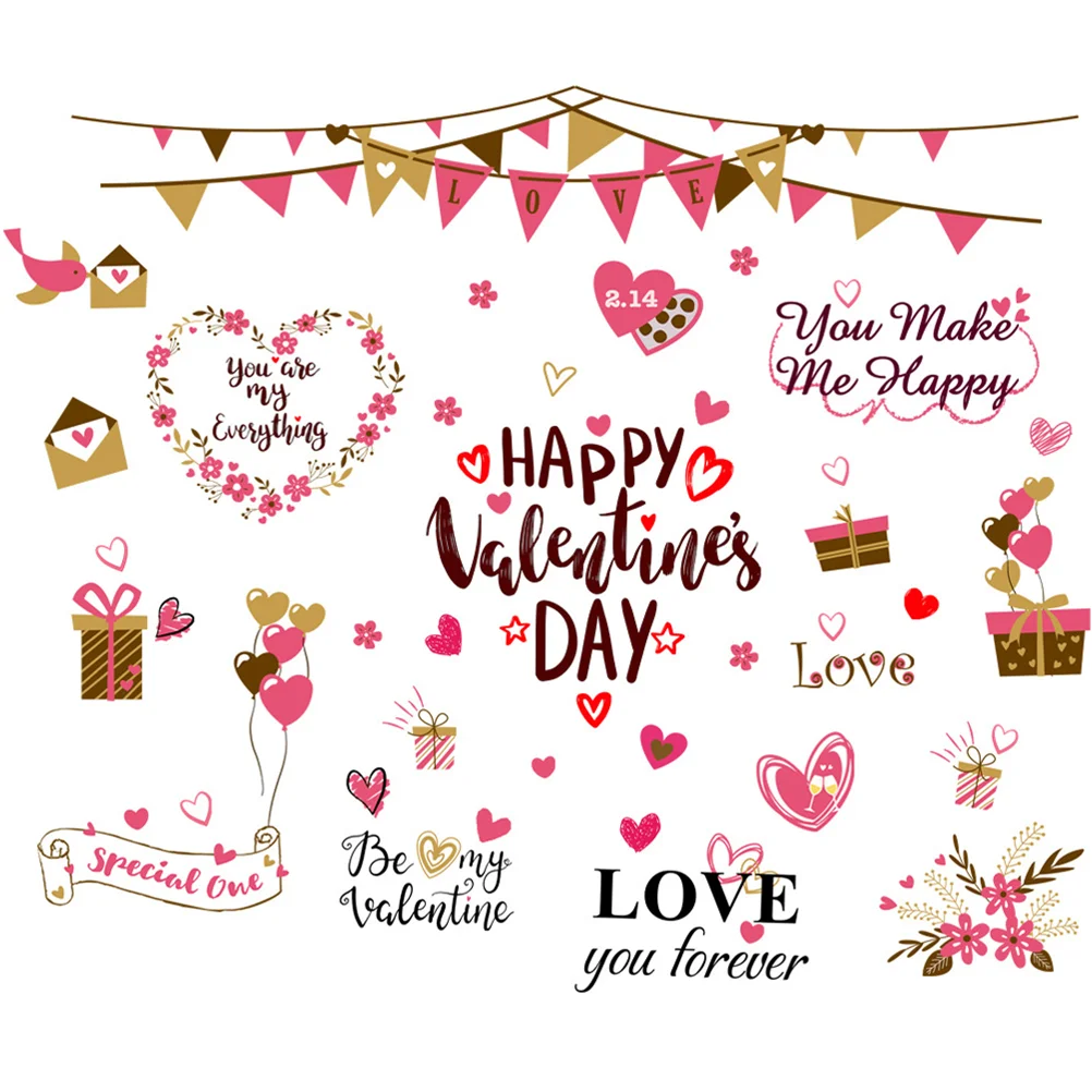 

1 Set Decorative Romantic Valentine's Day Window Heart Decals Valentine Wall Stickers Wedding Wall Decals Wedding Window Clings