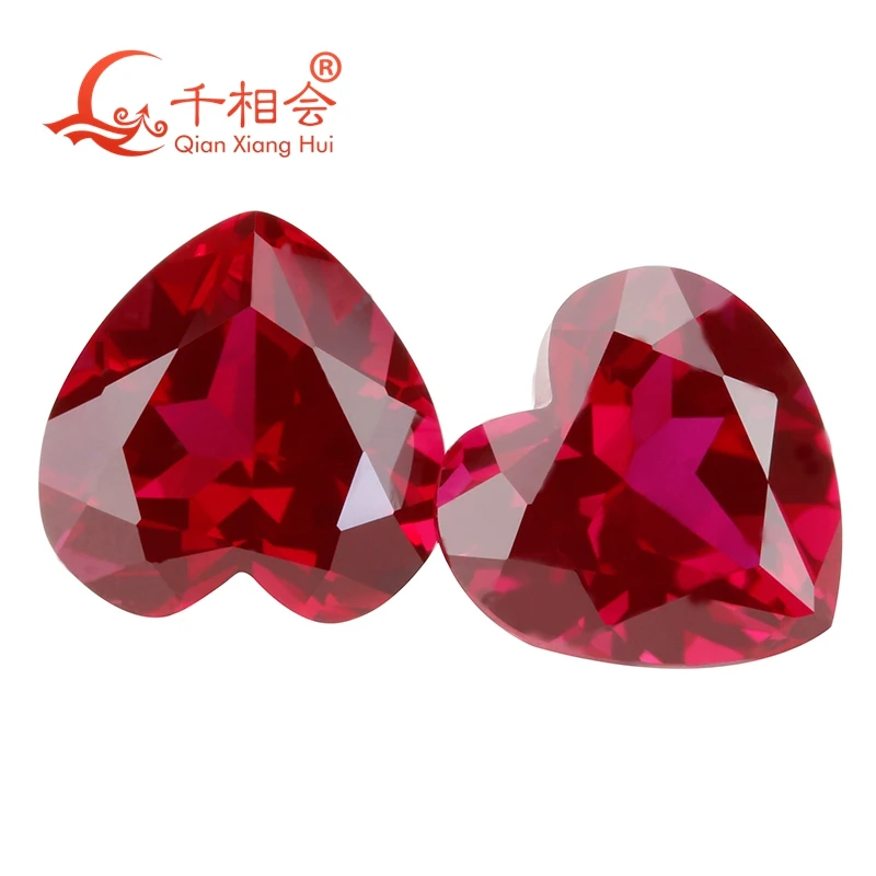 4mm to 15mm heart shape diamond cut artificial  ruby 5#   corundum loose gem stone