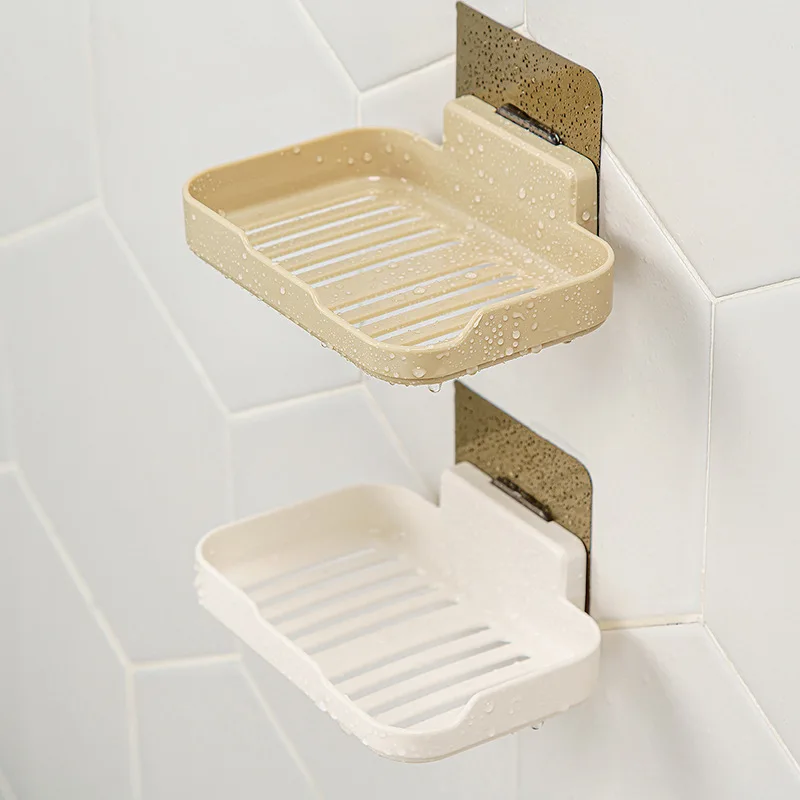 

Quality No Punching Plastic Soap Rack Wall Mounted Soap Holder Soap Sponge Dish Bathroom Accessories Soap Dishes Self Adhesive