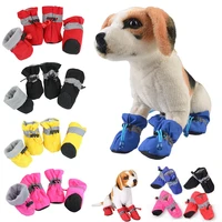4pcsset waterproof winter pet dog shoes anti slip rain snow boots footwear thick warm for small cats puppy dogs socks booties