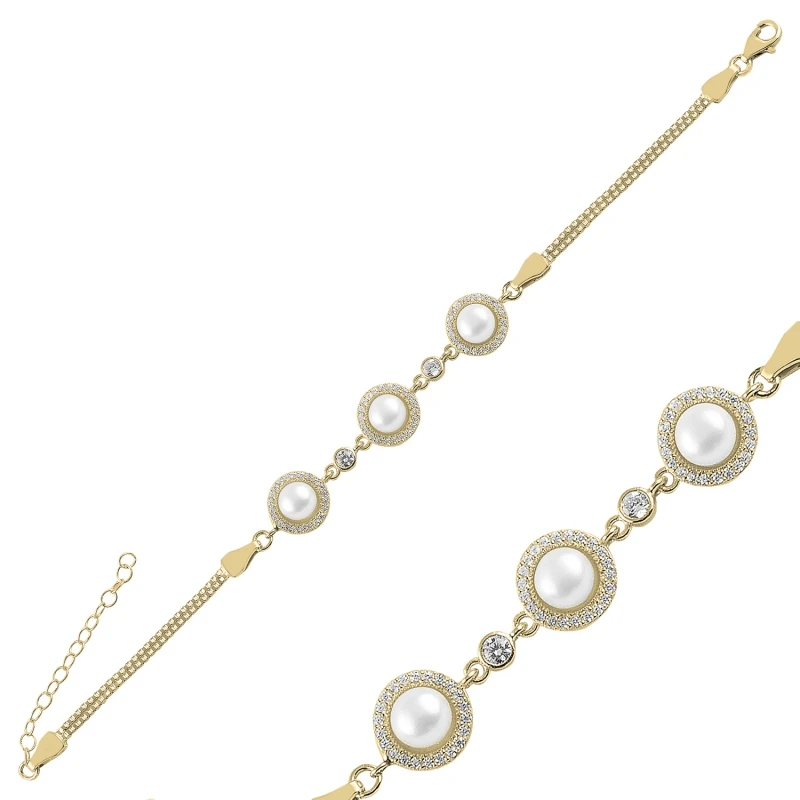 

Silver 925 Sterling Pearl & Zircon Crystal Cube Chain