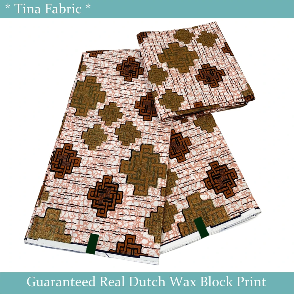 

Real High Quality Dutch African Batik Cloth Material For Sewing 6 Yard 100%Soft Grand Super Ankara Wax Gold Print Cotton Fabric