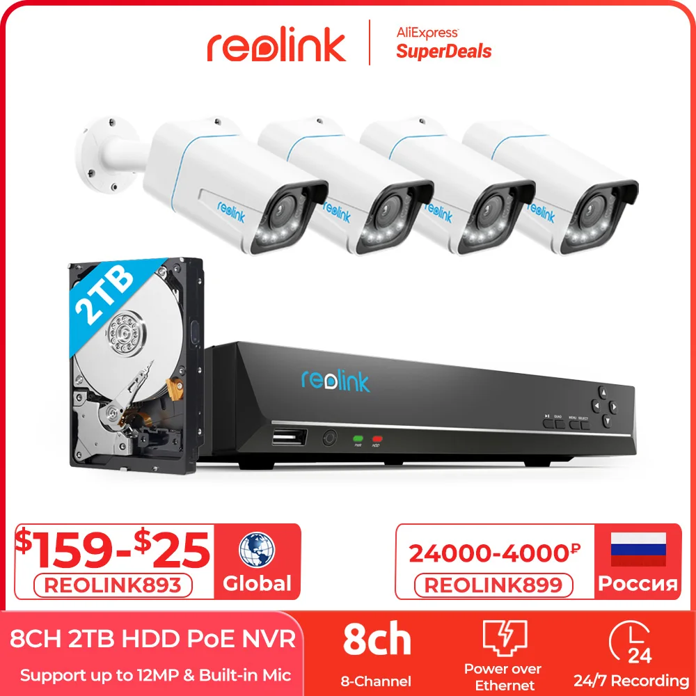 Reolink 36CH 4K Security Camera System 8CH 8MP PoE IP Cameras Kit with Zoom Person/Car Detection 16CH 24/7 Video Recording NVR