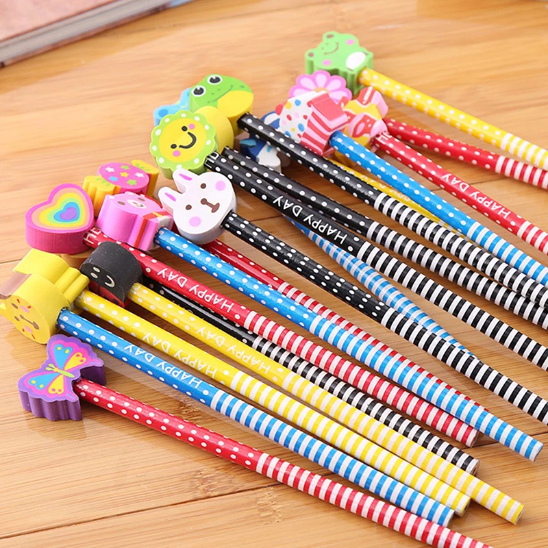 

10pcs Cute Cartoon Pencil with Rubber Kindergarten Prizes Gifts Stationery Children HB Pencil for Student